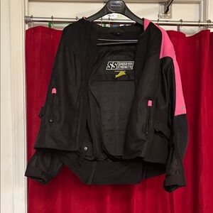 Women's Black and Pink Utility Jacket, full coverage padding for 4- wheelers,